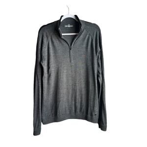 Smartwool Merino Wool 1/4 Zip Ribbed Collar Men's L Grey Long Sleeve